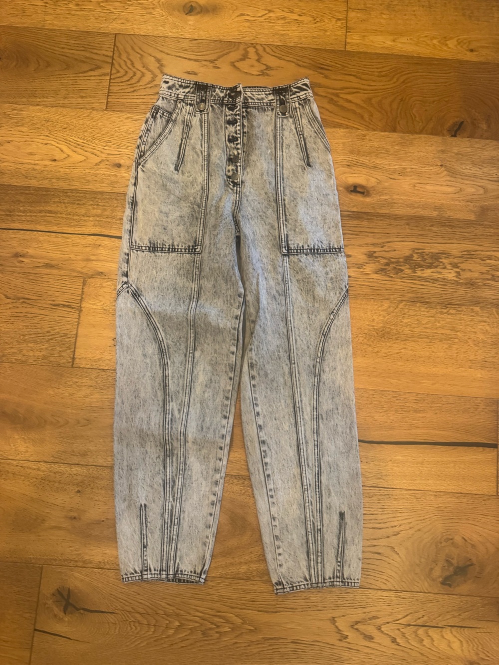 Ulla Johnson Acid Wash Light Gray Jeans in Moondust High-Rise Jeans, size 2
